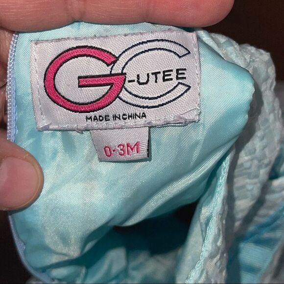 4/$25 G-Cutee Baby Blue Sleeveless Textured Dress -‎ Size 0-3 months - Picture 4 of 5